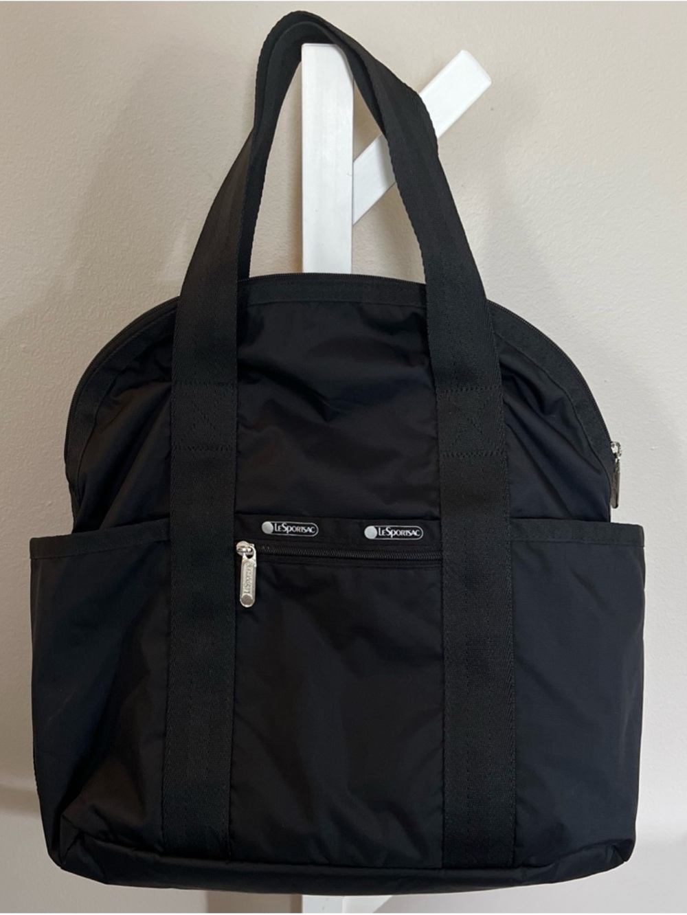 Lesportsac Double Trouble Black Backpack Tote Bag